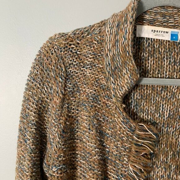 Sparrow Anthropologie neutral tone mock collar open front cardigan sweater - Picture 3 of 11